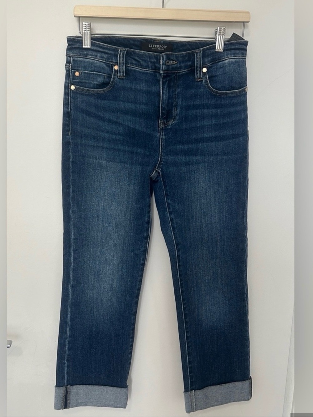 Liverpool Los Angeles Cuffed Crop Denim Jeans Dark Wash Size 6 / 28